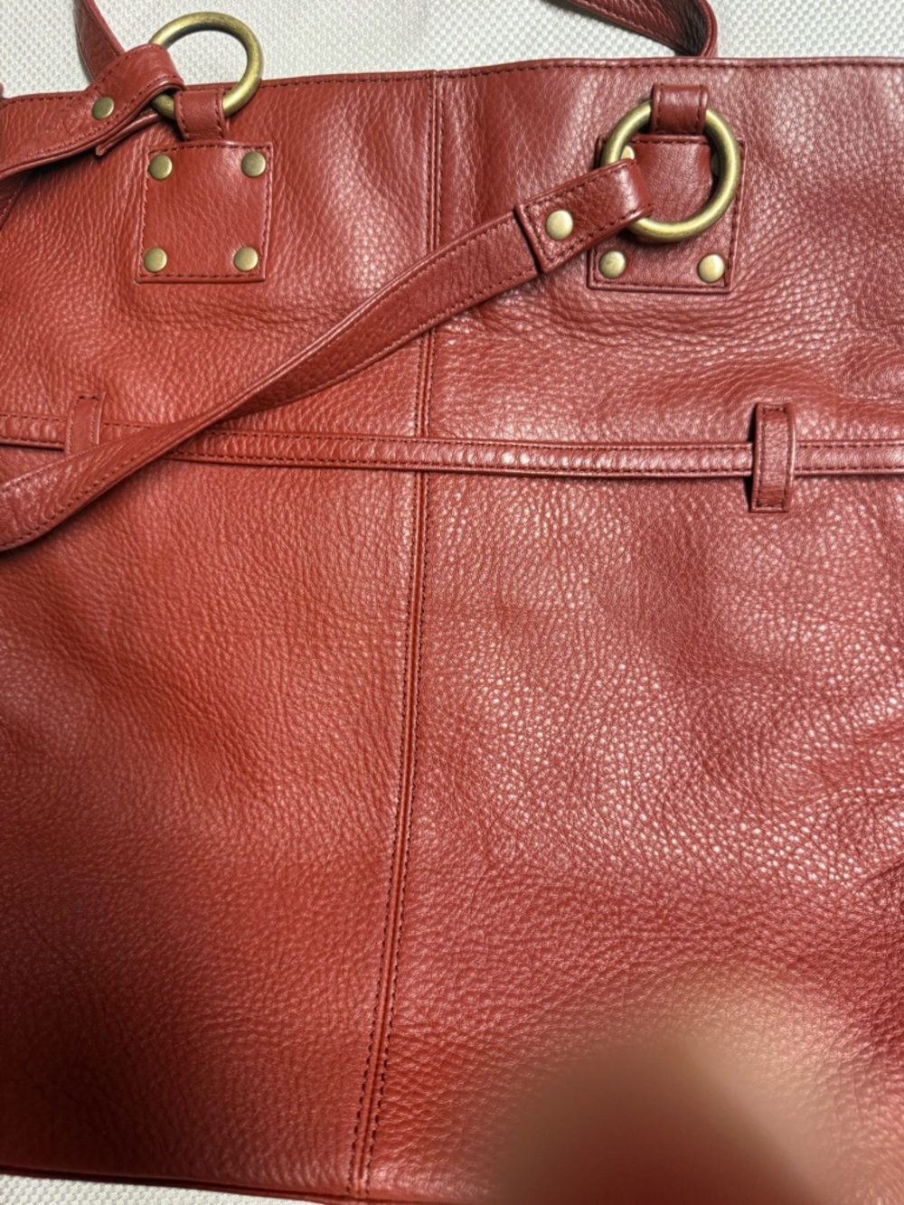 HOBO Red Leather Shoulder Bag with Brass Rings - Picture 4 of 11